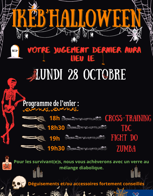 Soirée Halloween lundi 28/10 à partir de 18h. (Réservé aux adhérents)